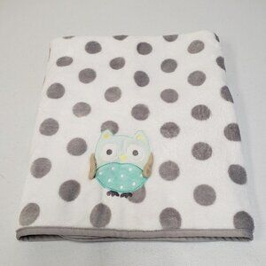 Garanimals 30.5x39 Owl Polka Dot Gray White Plush Baby Blanket